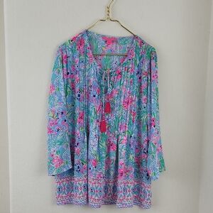 Lilly Pulitzer Marilina Tunic Top Alligator Isle Size XL